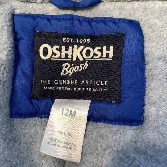 Osh Kosh Boy’s 12 Mos.. Fleece Lined Heavy Jacket in EUC - Picture 2 of 7